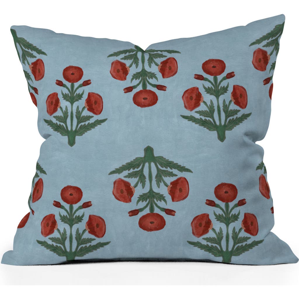 Deny Designs Stripe & Lobster Print Throw Pillow In Blue