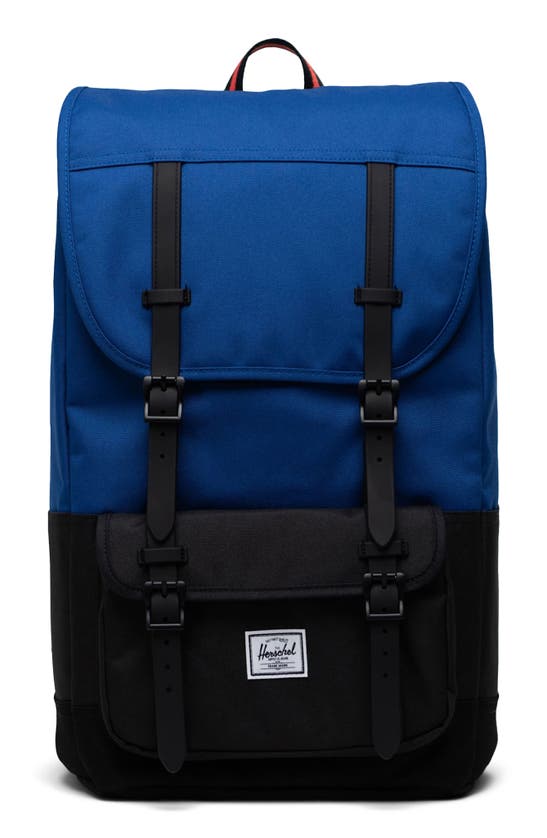 Herschel Supply Co Little America Backpack In Mazarine Blue/ Black/ Cayenne