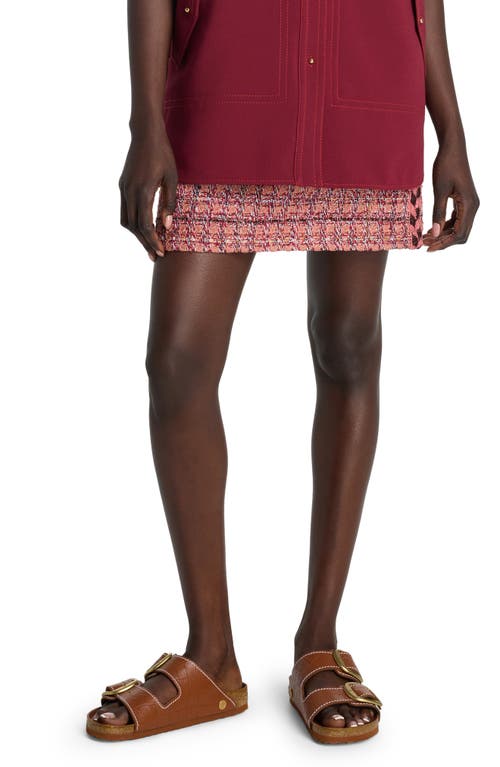 St John St. John Evening Tweed Miniskirt In Cranberry/ecru/brick Multi