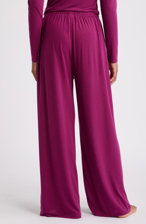 Shop Open Edit Dreamy Rib Wide Leg Pajama Pants In Purple Magenta