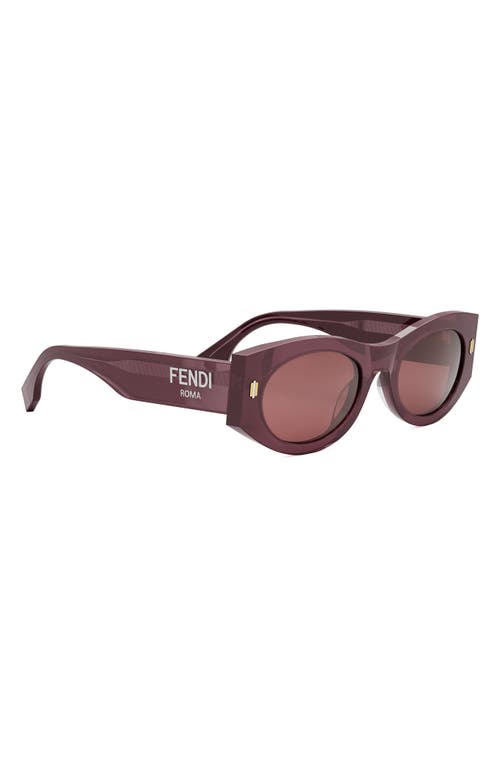 Shop Fendi ' Roma 52mm Oval Sunglasses In Shiny Violet/bordeaux