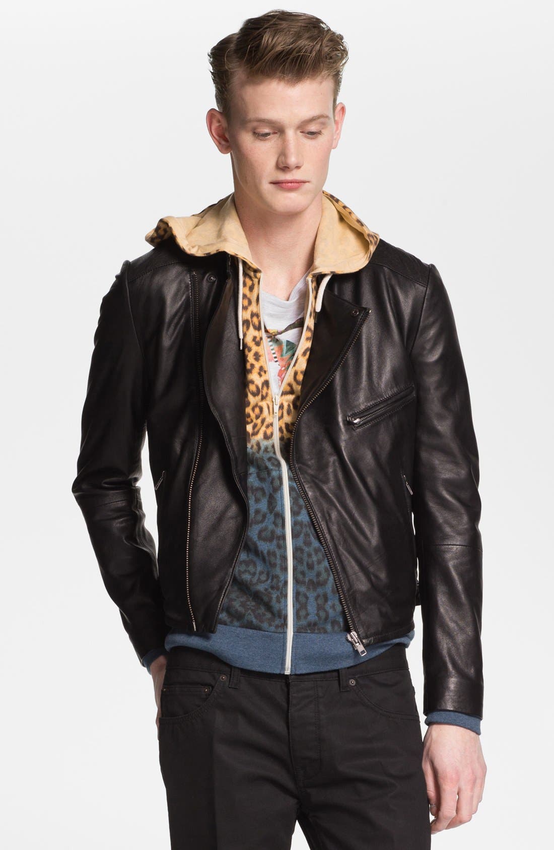 Topman 'Lux Collection' Lambskin Leather Biker Jacket Nordstrom