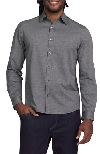 Dkny Metropolis Button-up Shirt In Grey