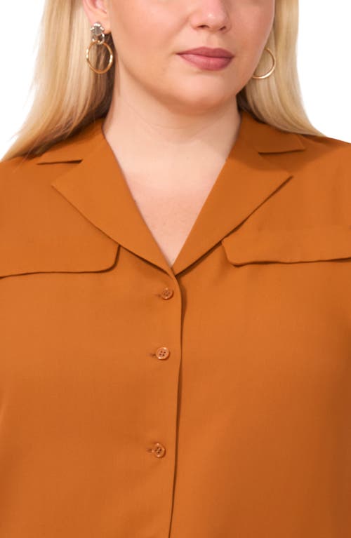 Shop Halogenr Halogen(r) Button-up Shell In Leather Brown