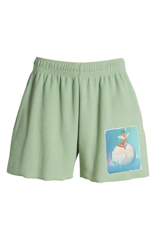 Shop Boys Lie Burst Your Bubble Francis Cotton Graphic Sweat Shorts In Green