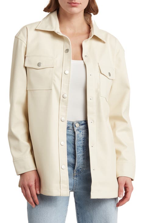 Women's White Leather & Faux Leather Jackets