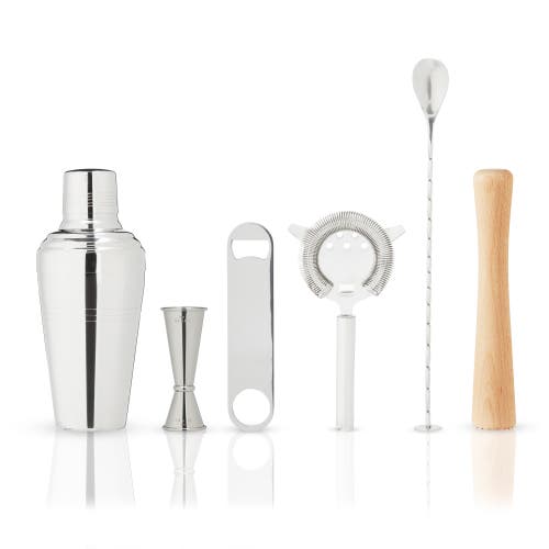 Viski 7-piece Travel Barware Set In Brown