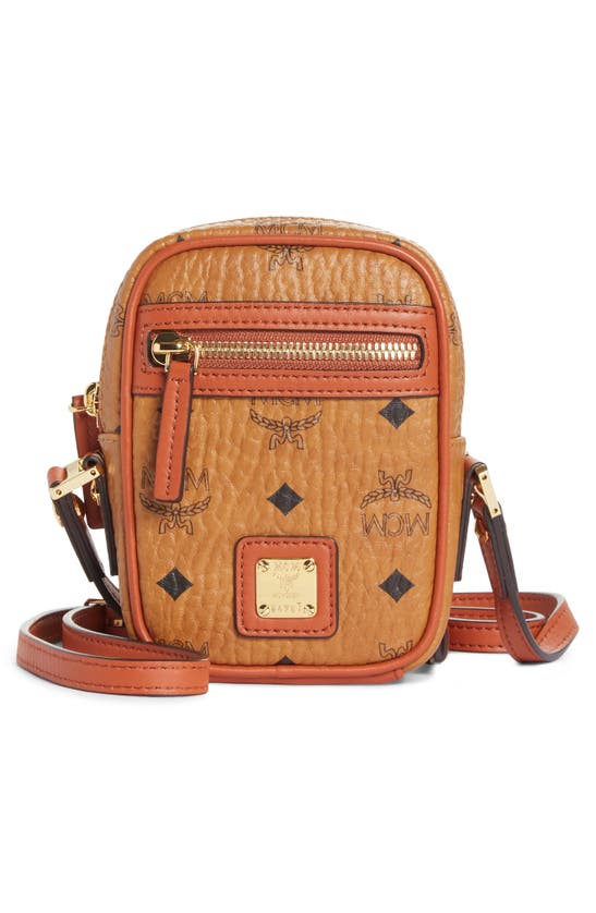 Shop Mcm Mini Vintage Crossbody Bag In Cognac