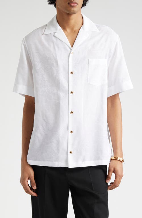 Versace Barocco Jacquard Camp Shirt Optical White at Nordstrom, Us