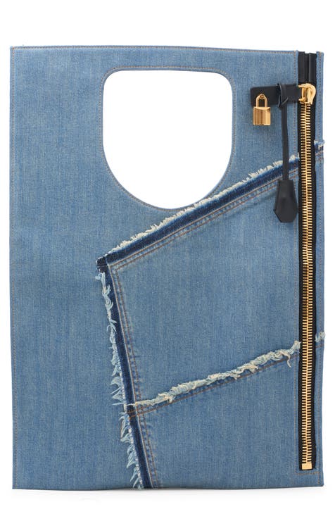 Alix Flat Patchwork Panel Denim Shoulder Bag