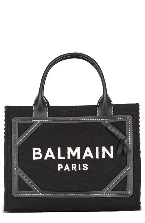 Shop Balmain Small B-army Monogram Shopper Tote In Ivory/black