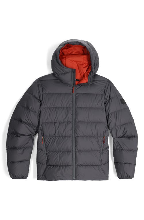 Shop Outdoor Research Coldfront 700 Fill Power Down Insulated Hooded Ripstop Packable Puffer Jacket In Storm