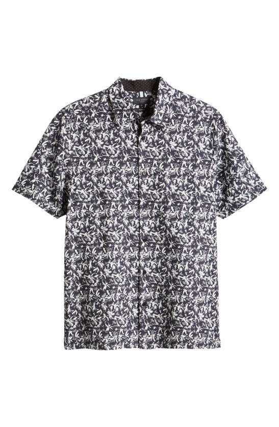 Shop Ted Baker Tavaro Abstract Floral Short Sleeve Button-up Shirt In Navy