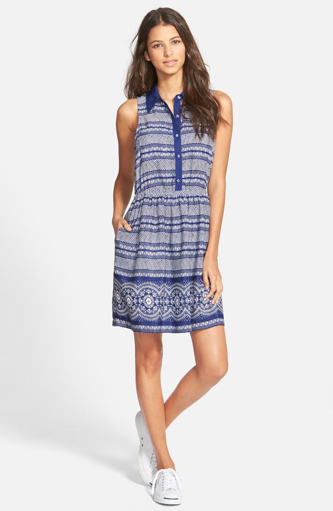 oat + fawn Border Print Sleeveless Dress | Nordstrom