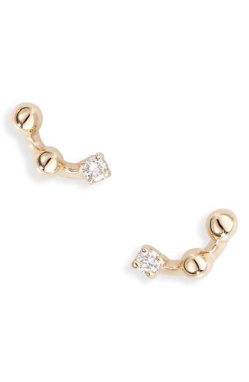 Dana Rebecca Designs Poppy Rae Pebble & Diamond Curved Stud Earrings in Yellow Gold at Nordstrom