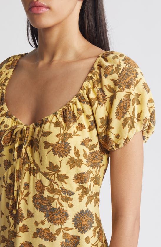 Shop Treasure & Bond Floral Tie Front Maxi Dress In Yellow- Olive Boutique Floral