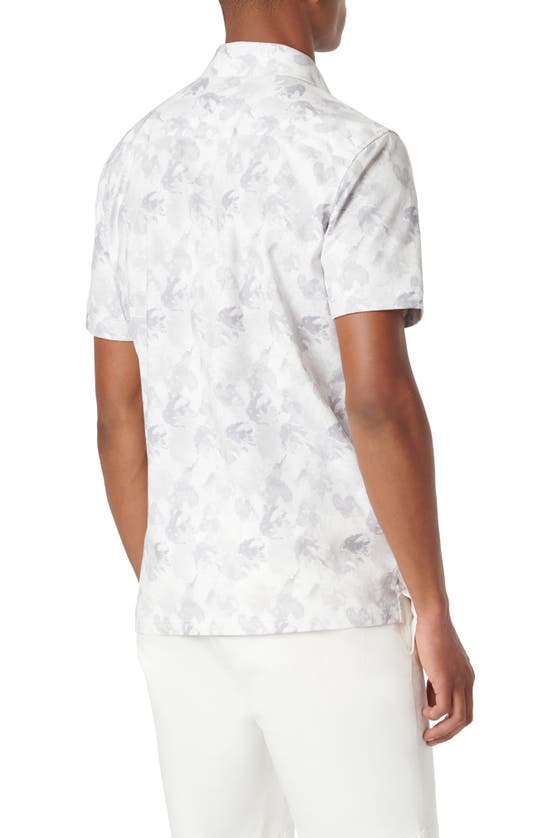 Shop Bugatchi Milo Ooohcotton® Floral Short Sleeve Button-up Shirt In Platinum