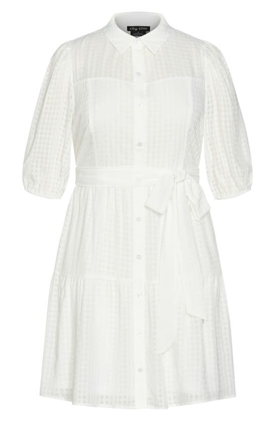 Shop City Chic Kassidy Check Shirtdress In Ivory