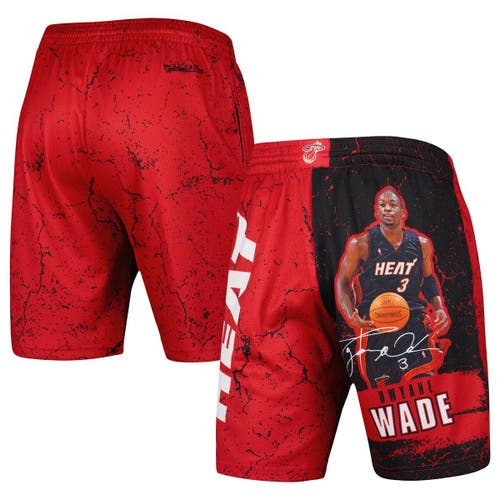 Men's Mitchell & Ness Dwyane Wade Black Miami Heat Hardwood Classics Player Burst Shorts