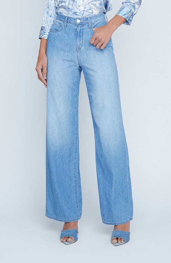 L Agence Alicent High Waist Wide Leg Jeans In Blue