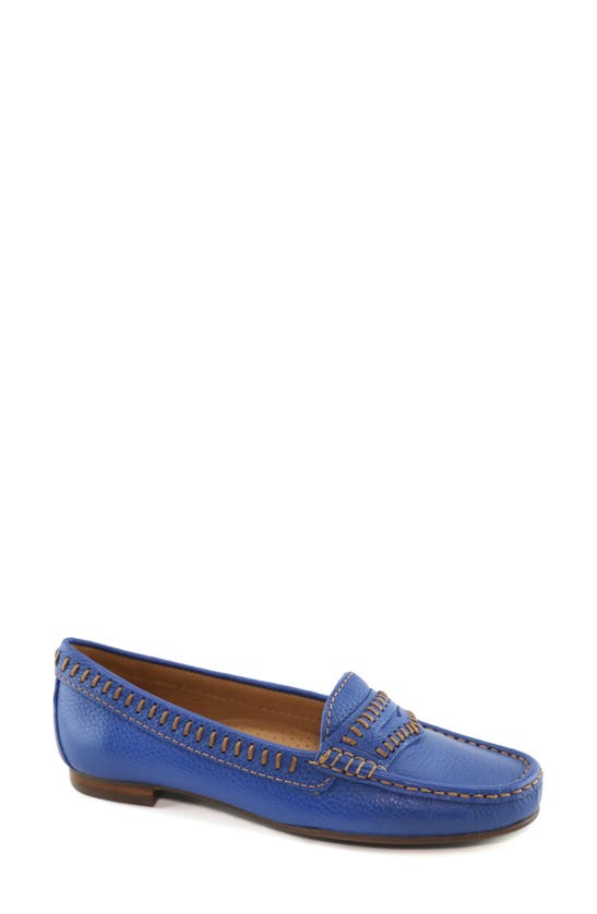 Driver Club Usa Maple Ave Penny Loafer In Royal Tumbled/ Contrast Stitch