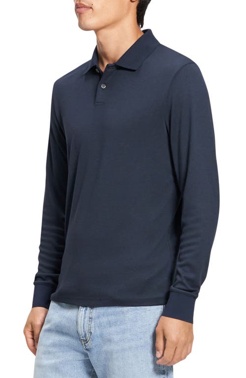 Shop Theory Goris Anemone Milano Long Sleeve Polo In Baltic