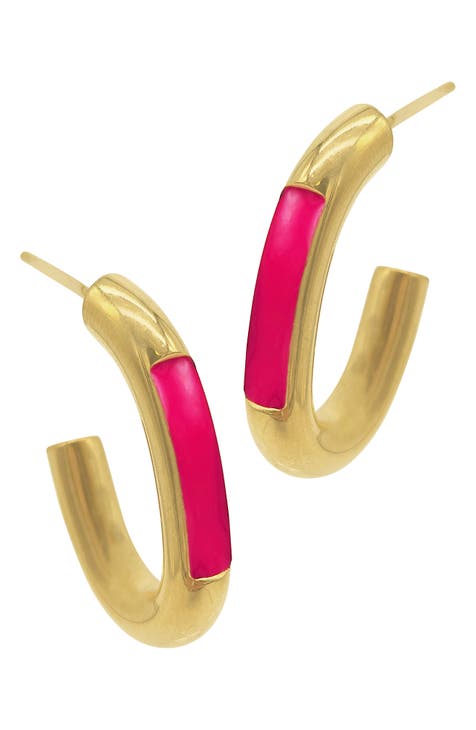 Water Resistant Enamel Hoop Earrings
