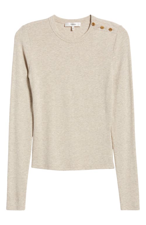 Shop Frame Long Sleeve Shoulder Button T-shirt In Oatmeal Heather