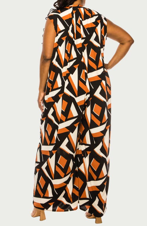 L I V D Makayla Printed Sleeveless Wide Leg Jumpsuit In Rust Black