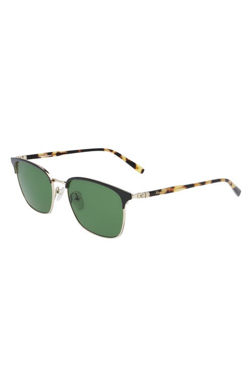 Shop Ferragamo Salvatore  Capsule Metal 55mm Rectangle Sunglasses In Black/shiny Gold