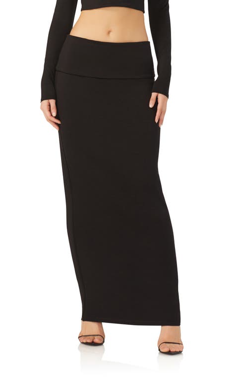 Esin Foldover Jersey Maxi Skirt in Black