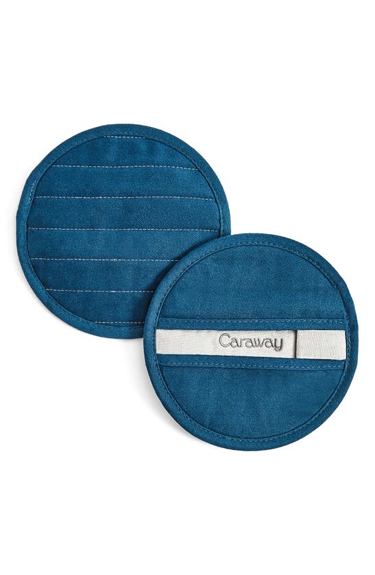 Shop Caraway Set Of 2 Cotton Potholders In Navy