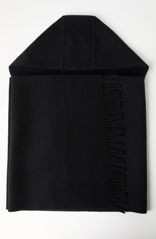 Shop Brunello Cucinelli Hooded Wool And Cashmere Knit Scarf In Black