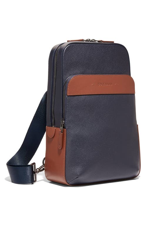 Shop Cole Haan Triboro Leather Sling In Navy/new British Tan