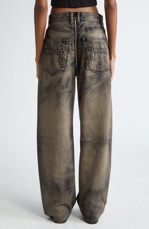 Shop Alexander Wang Distressed Overdyed Moto Balloon Jeans In Distressed Brown Overdye