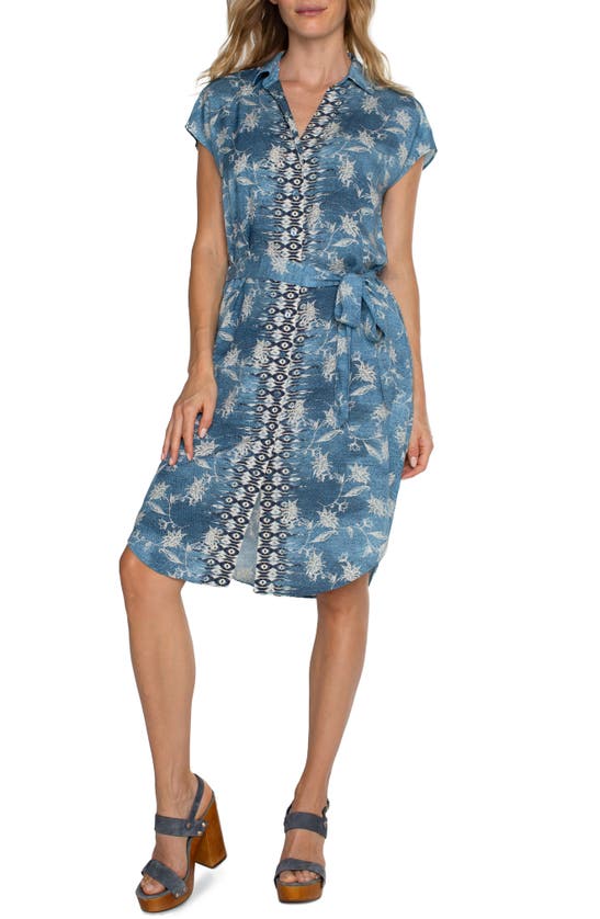 Shop Liverpool Los Angeles Belted Shirtdress In Patchwork Floral