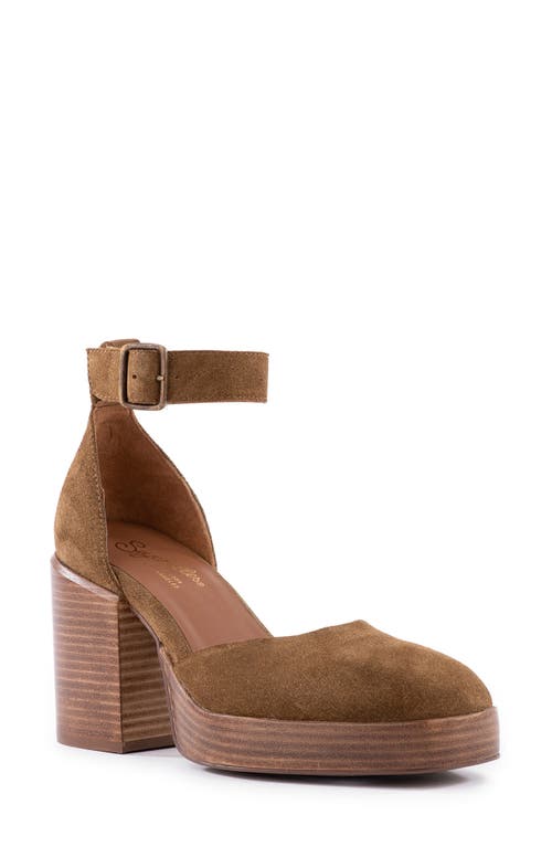 Seychelles Gleaming Ankle Strap Platform Pump Cognac at Nordstrom,