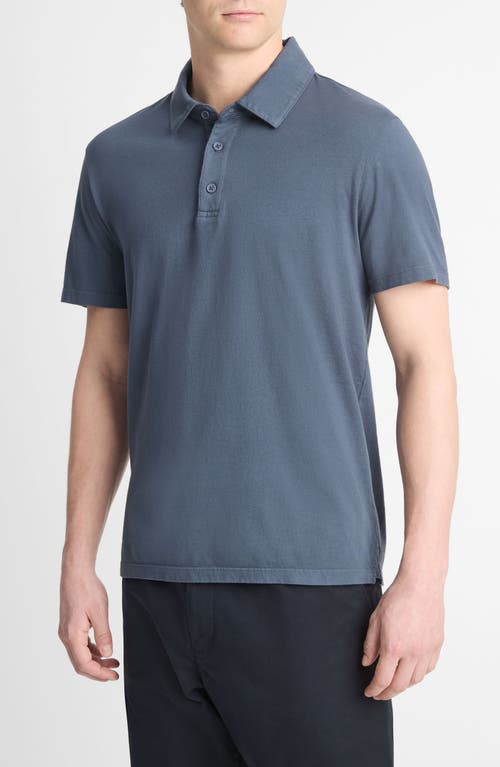 Vince Regular Fit Garment Dyed Cotton Polo In Gray