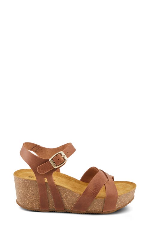 Spring Step Burton Ankle Strap Platform Wedge Sandal In Brown
