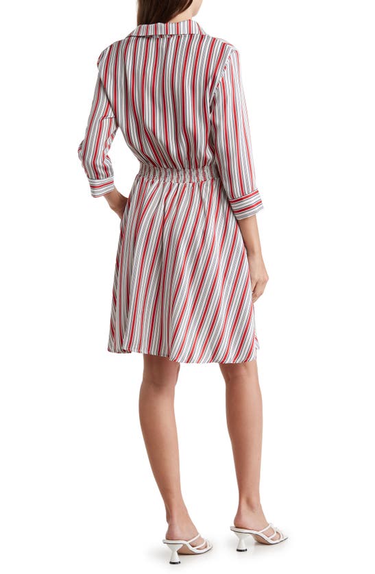 Melloday Button Front Shirt Dress In Red Ivory Stripe ModeSens