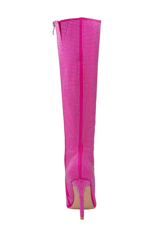 Lady Couture Women's Rhinestone Stiletto Tall Boots In Fuchsia
