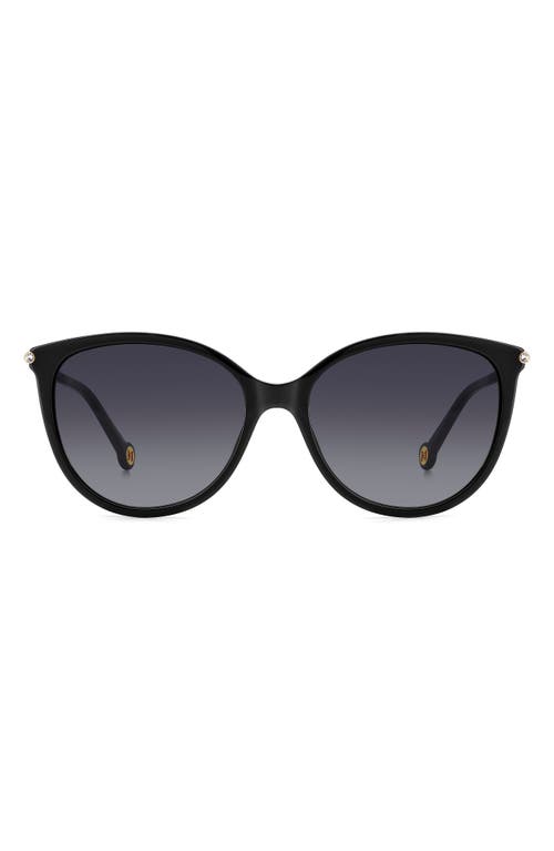 Carolina Herrera 57mm Round Sunglasses in Black Gold at Nordstrom