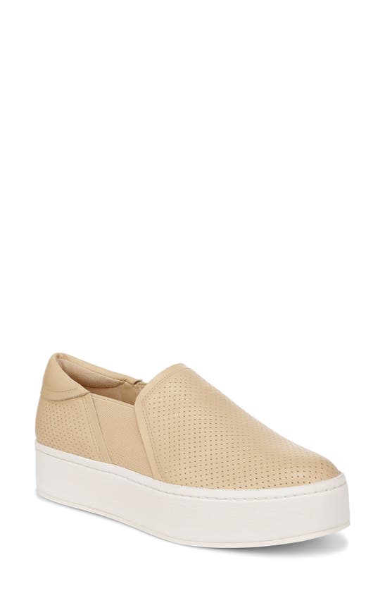 Shop Vince Warren Perforated Platform Sneaker In Macadamia Beige