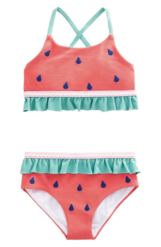 Mini Boden Kids' Watermelon Two-piece Swimsuit In Jam