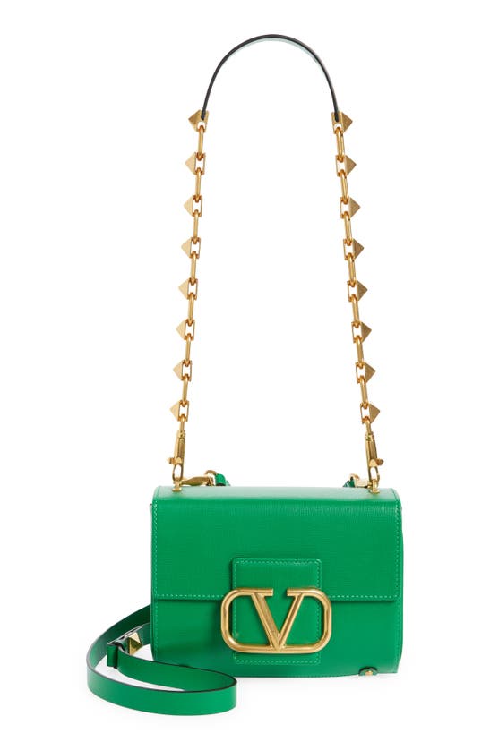 VALENTINO GARAVANI STUD SIGN VLOGO LEATHER SHOULDER BAG