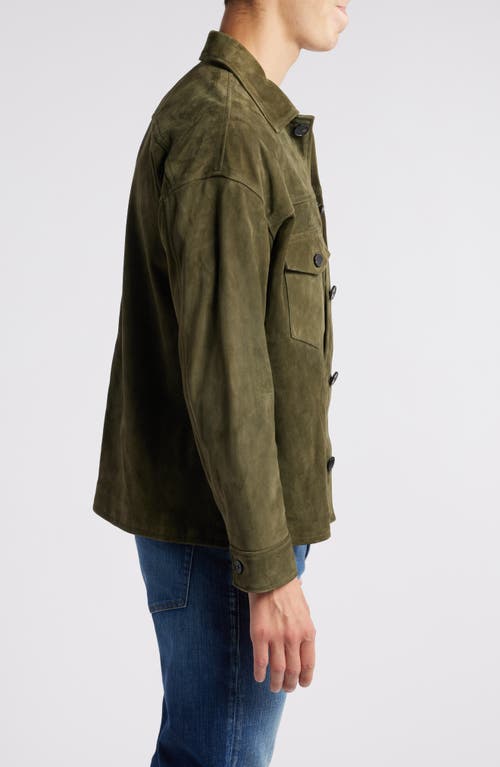 Shop Frame Clean Suede Jacket In Dark Olive