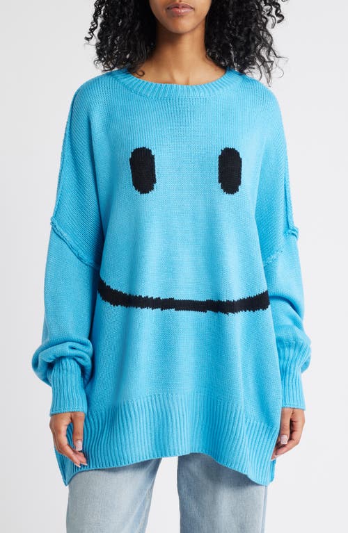 Dressed in Lala Serotonin Smile Oversize Sweater in Blue 