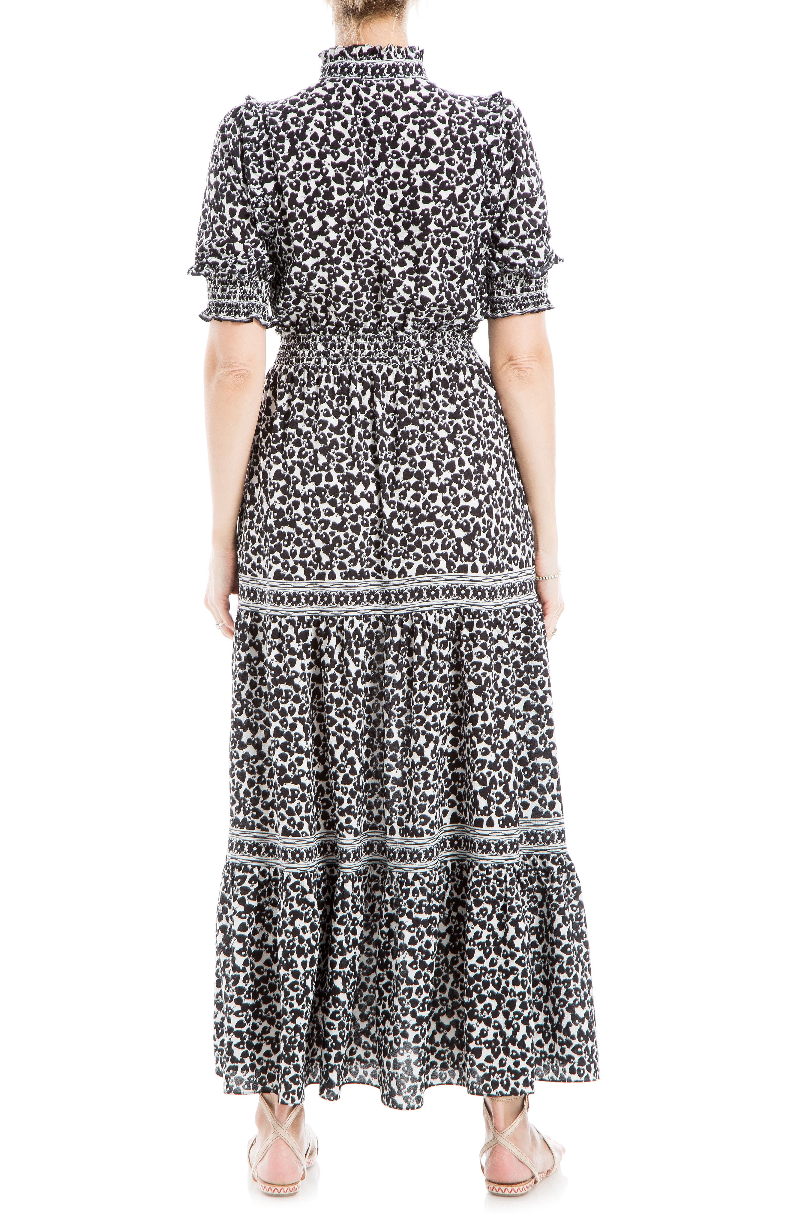 MAX STUDIO Ruffle Collar Print Tiered Maxi Dress | Nordstromrack