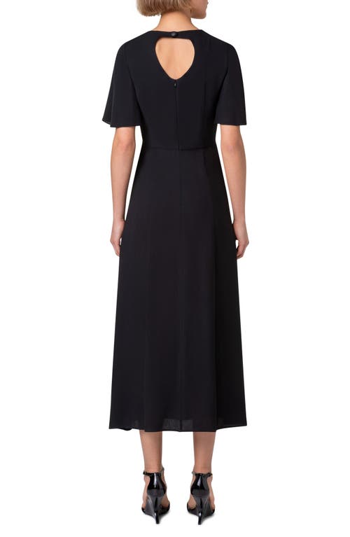 Akris Punto Moss Crepe Midi Dress With Half Circle Waistline In Black