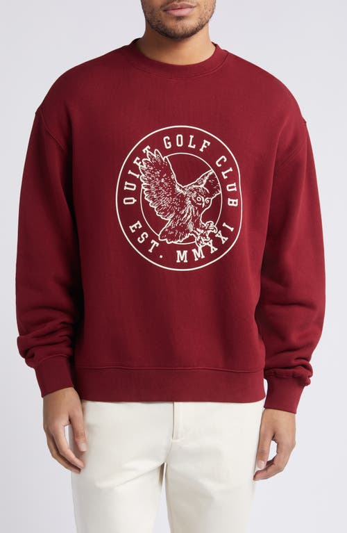 Owl Cotton Graphic Sweatshirt in Burgundy